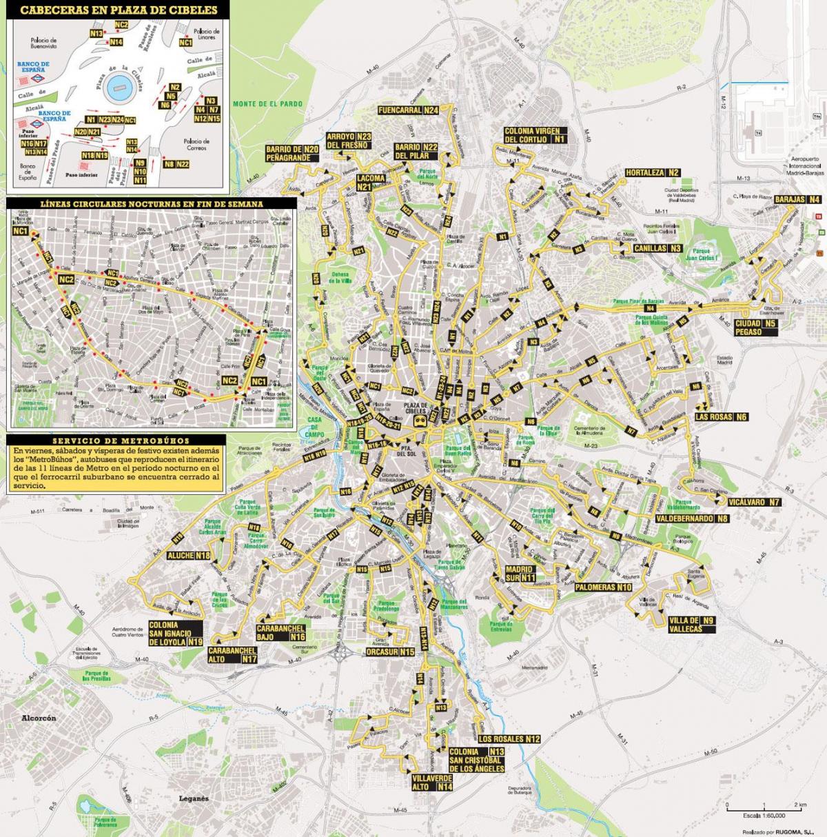 автобус правци Мадрид мапа