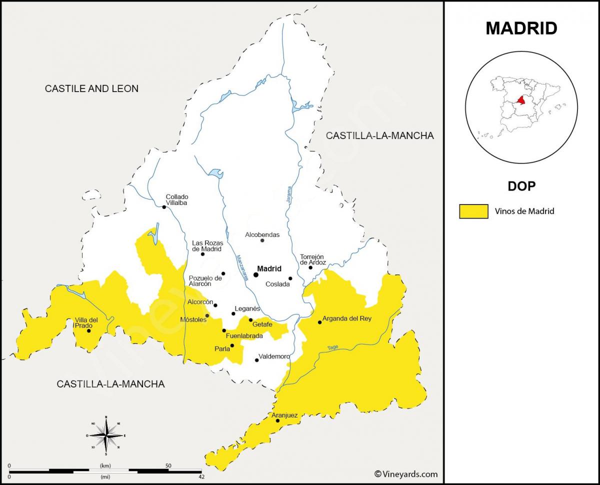 карта на регионот Мадрид