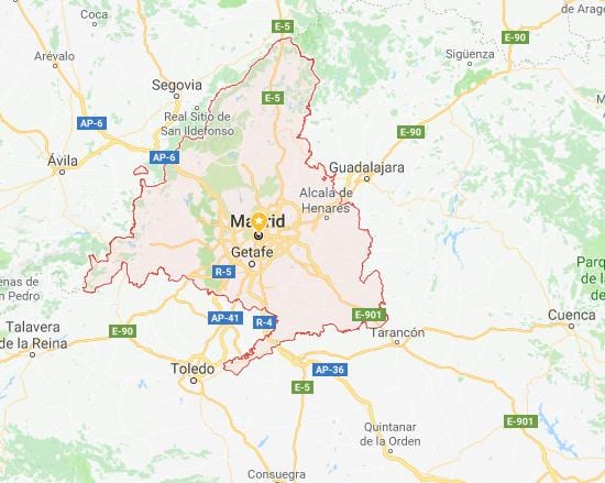 карта на Мадрид и околните градови