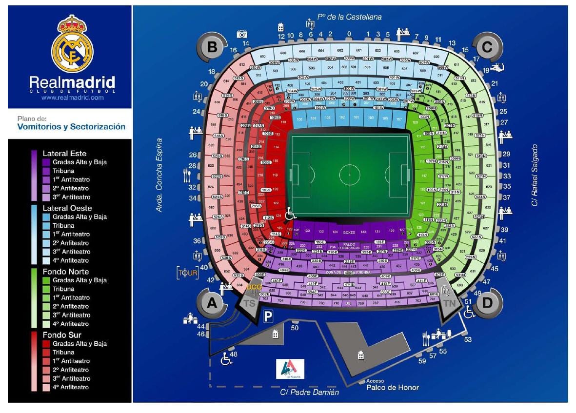 santiago bernabeu стадион мапа
