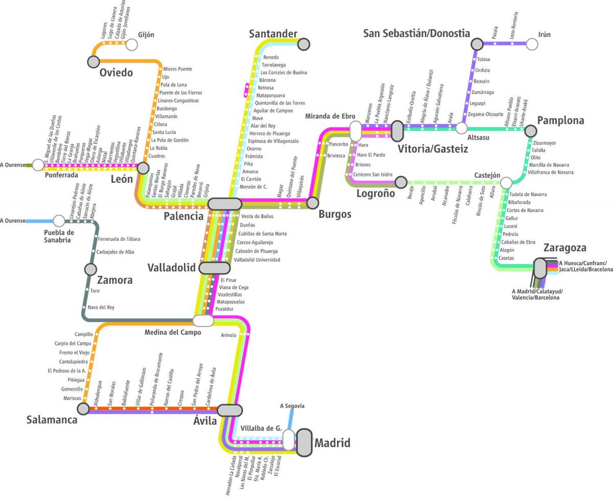 карта на renfe воз мапата Мадрид