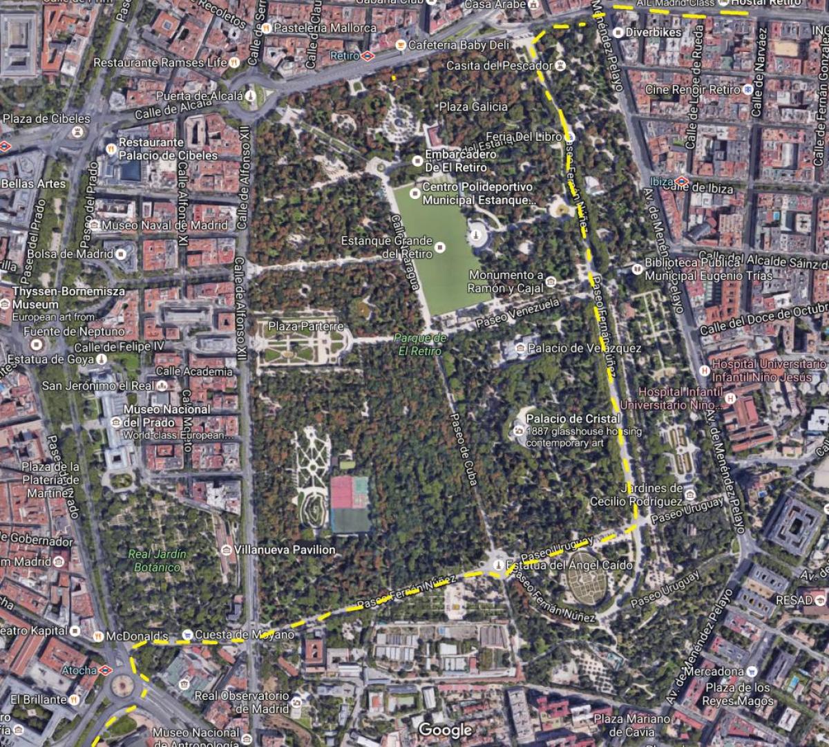 retiro park Мадрид мапа