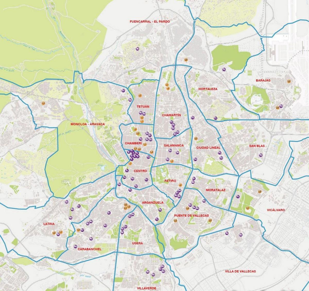 карта на Мадрид barrios
