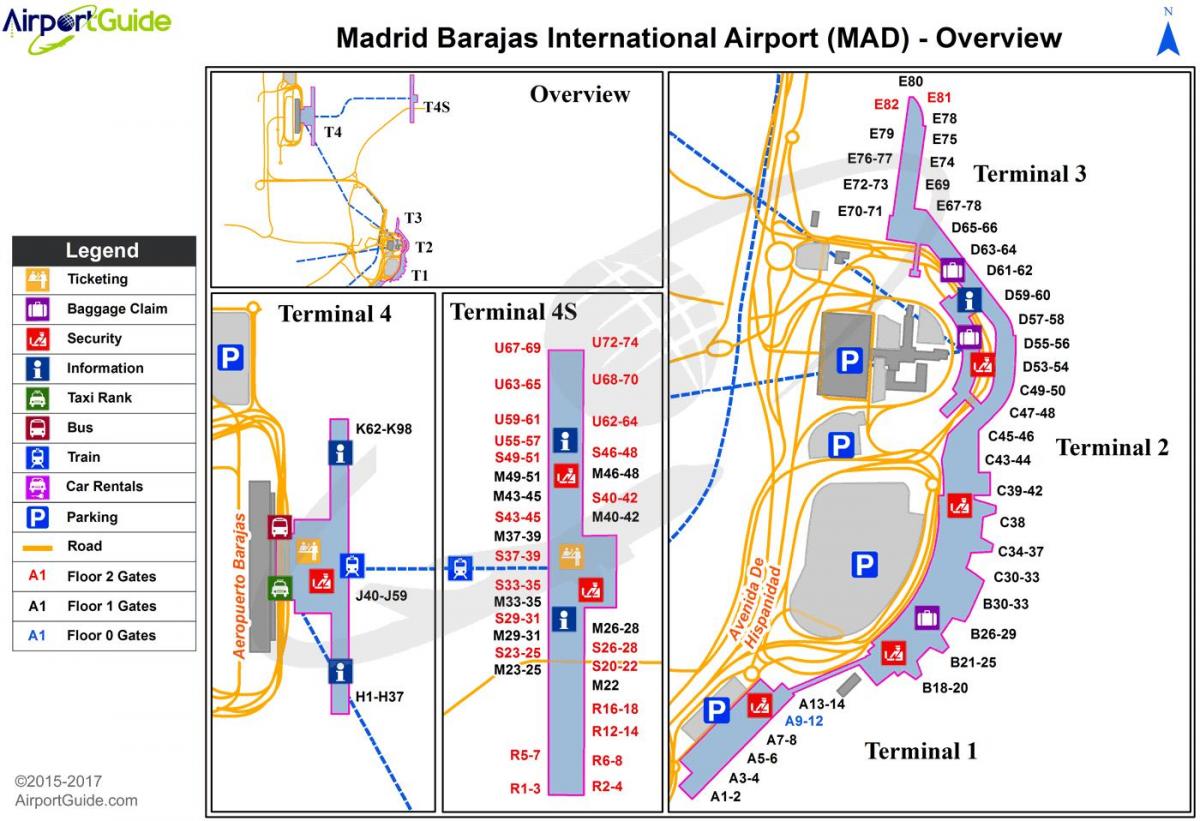 карта на Мадрид Шпанија аеродром