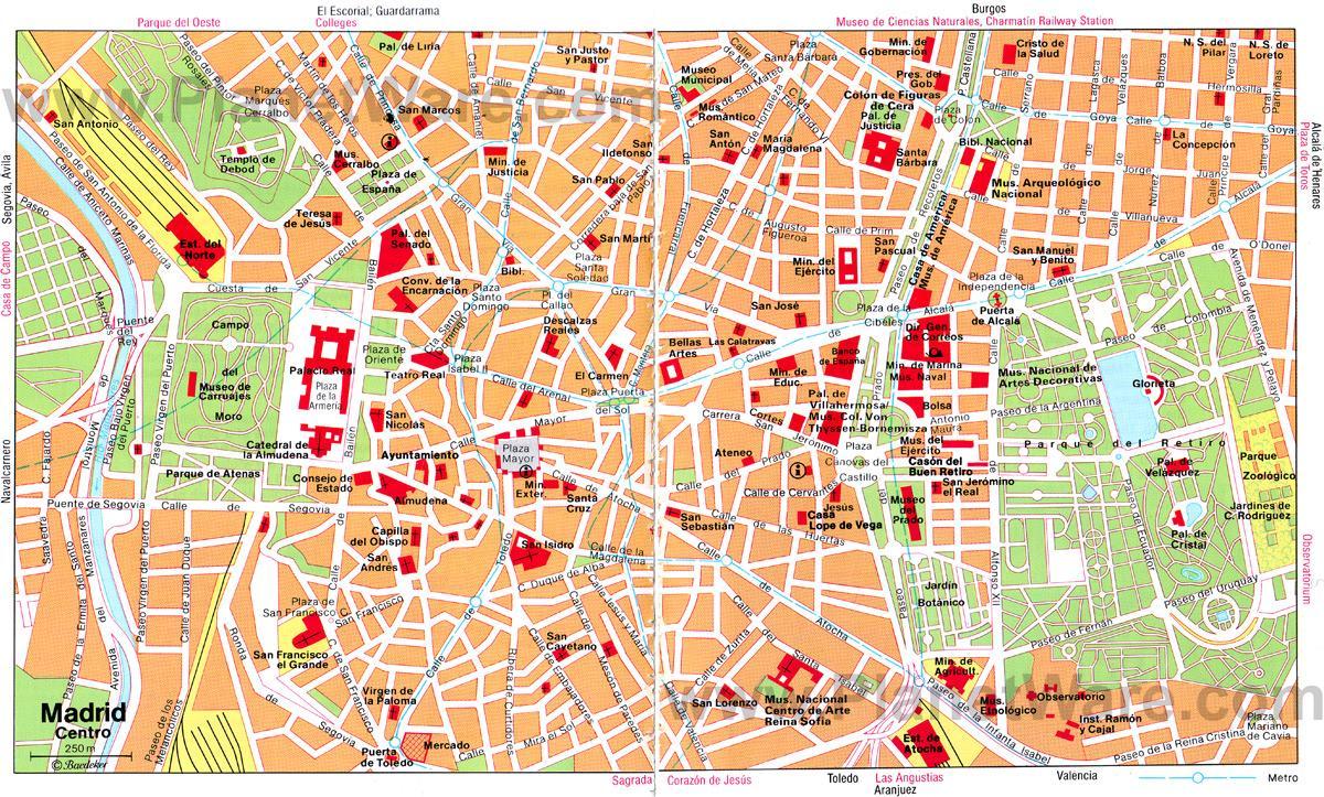 Мадрид Шпанија центарот на градот мапа