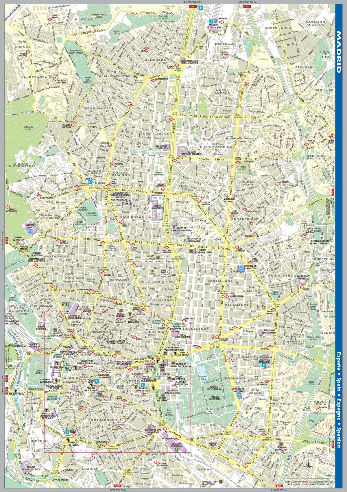 улична карта на Мадрид во центарот на градот