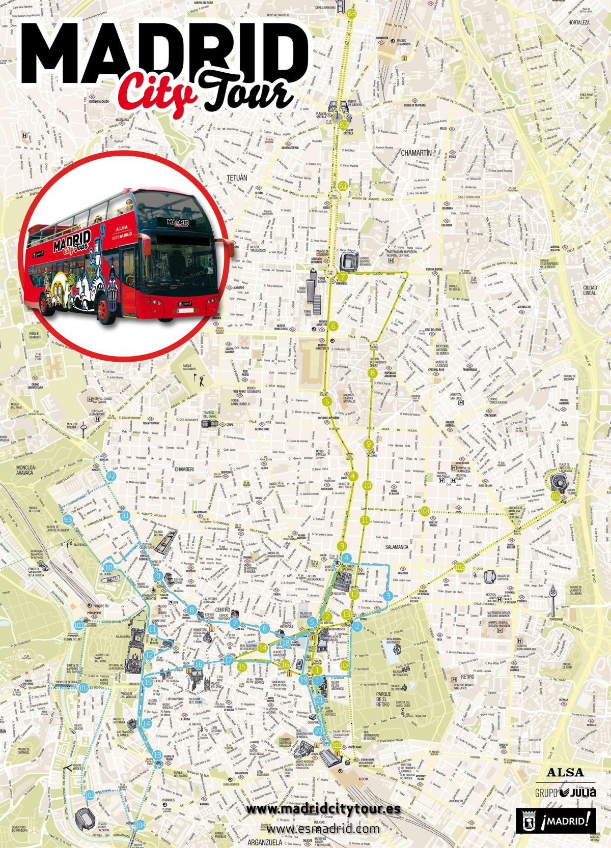 Мадрид автобуска турнеја мапа