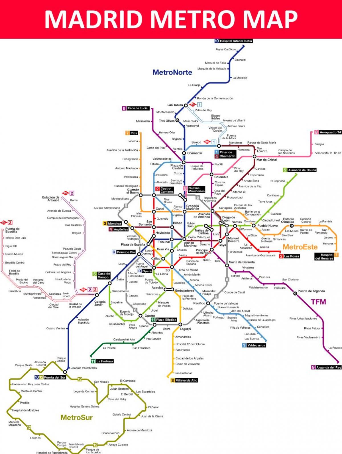 Мадрид Шпанија метро мапа