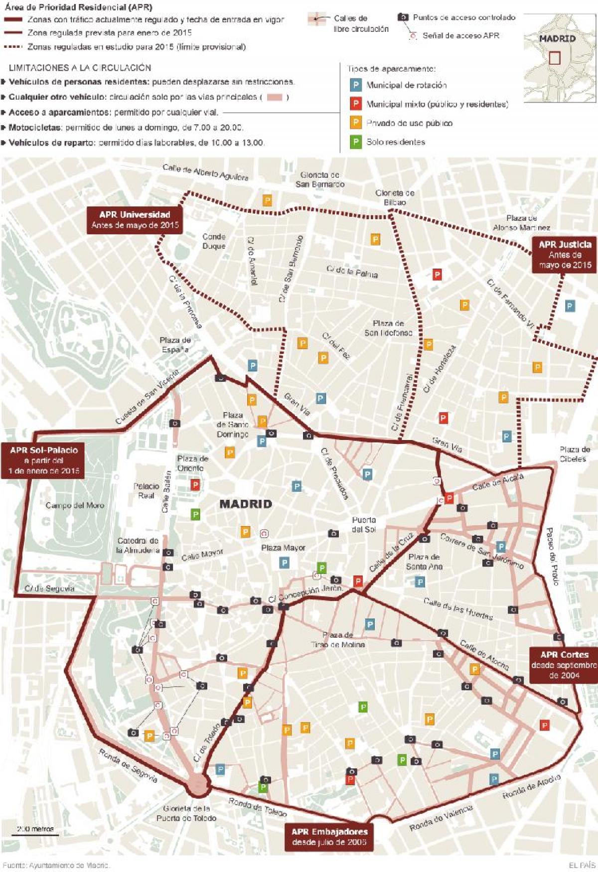 карта на Мадрид паркинг