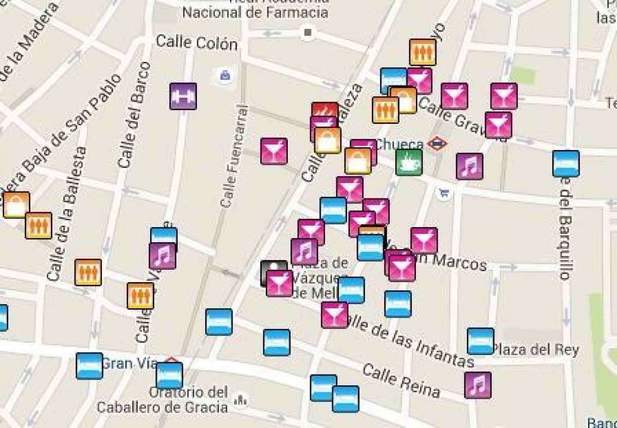 геј област Мадрид мапа