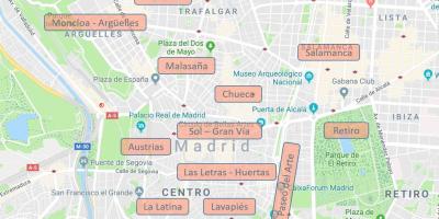 Карта на Мадрид Шпанија населби
